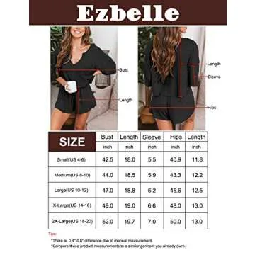 Ezbelle Women's V Neck Waffle Knit Pajamas Set Short Sleeve Crop Tops with Shorts 2 Piece Outfit Lounge Set (Brown, Small)