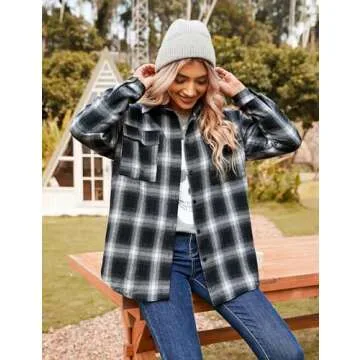 Blooming Jelly Women's Stylish Plaid Shirt for All Seasons