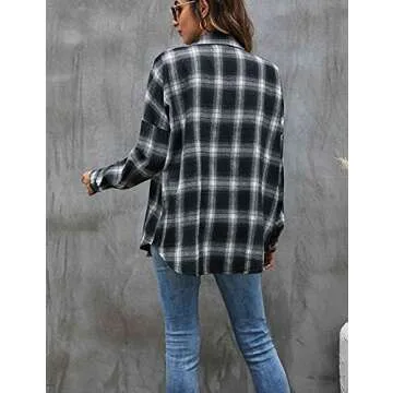 Blooming Jelly Women's Stylish Plaid Shirt for All Seasons