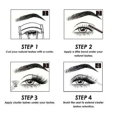 Lanciley Lash Extension Kit 120 Lash Clusters with Lash Bond and Seal and Tweezers C D Curl Individual Lashes Thin Band Soft Fluffy Reusable False Eyelashes 10/12/14/15/16mm - L17