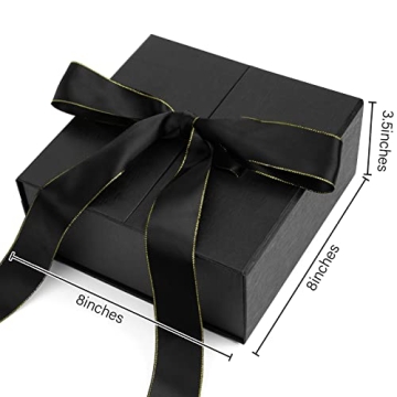 JOHOUSE Black Gift Box with Luxurious Ribbon and Closure