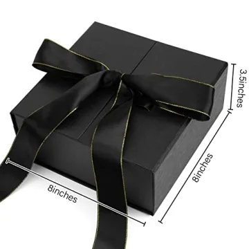 JOHOUSE Black Gift Box with Luxurious Ribbon and Closure