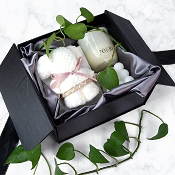 JOHOUSE Black Gift Box with Luxurious Ribbon and Closure