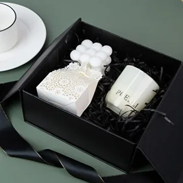 JOHOUSE Black Gift Box with Luxurious Ribbon and Closure