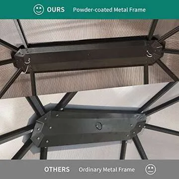 YITAHOME 10x12 ft Hardtop Gazebo Aluminum Polycarbonate Canopy Outdoor Gazebos for Patio, with Mosquito Netting and Privacy Curtain for Garden, Backyard, Deck, Lawns Brown