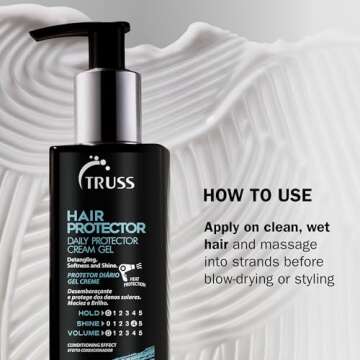 TRUSS Hair Protector - Powerful Heat Protectant + Blowout Cream - Easy-to-Use Blow Dryer + Detangler Spray with Strong Thermal Protection for Hair - Smoothing Anti Frizz Blow Dry Cream - (240 ml)