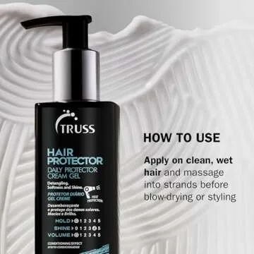 TRUSS Hair Protector - Powerful Heat Protectant + Blowout Cream - Easy-to-Use Blow Dryer + Detangler Spray with Strong Thermal Protection for Hair - Smoothing Anti Frizz Blow Dry Cream - (240 ml)