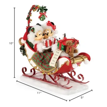 Disney Mickey and Minnie Sleigh Bells Figurine 11 Inch