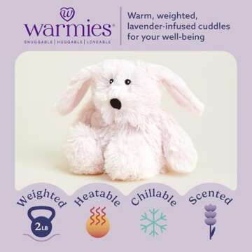 Warmies Microwavable & Weighted Stuffed Animals, Pink Bunny - Heated Stuffed Animal Plushie for Warm...