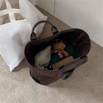 Large Capacity Suede Tote Bag,Vintage Top Handle Fashion Shoulder Satchel Bag,Women Soft Faux Work Bag (20.08x12.6x6.69 in,Coffe)