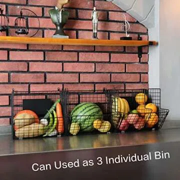 X-cosrack 3 Tier Metal Wire Basket Organizer for Kitchen and Home