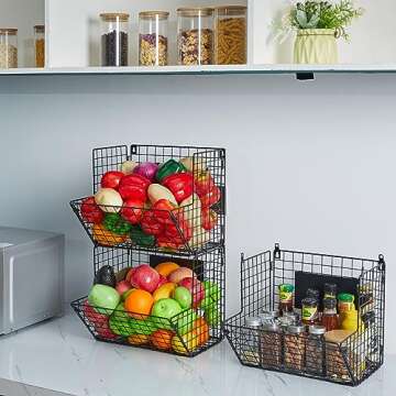 X-cosrack 3 Tier Metal Wire Basket Organizer for Kitchen and Home