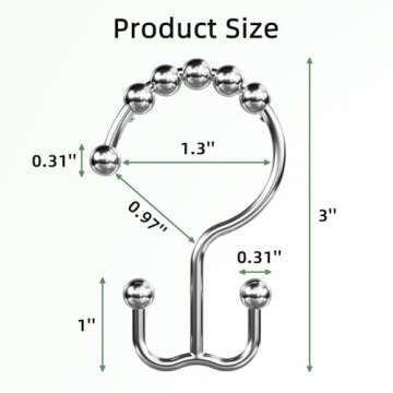 Amazer Shower Curtain Rings, Rust-Resistant Metal Double Shower Hooks for Curtain Rolling Shower Cur...
