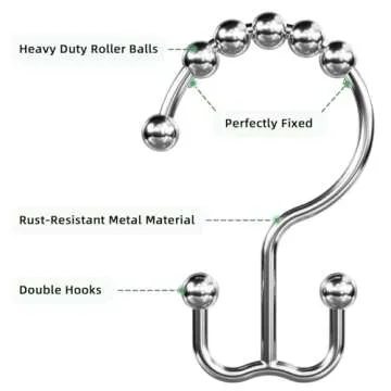 Amazer Shower Curtain Rings for Effortless Bathroom Elegance