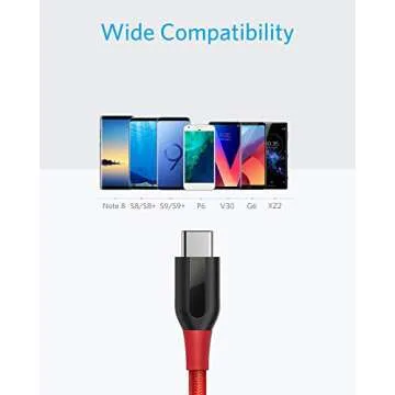 Anker [2-Pack, 6ft] PowerLine+ USB-C to USB-A, Double-Braided Nylon Fast Charging Cable, for Samsung Galaxy S9/S9+/S8/S8+/Note 8, MacBook, LG V20/G5/G6, and More (Red)
