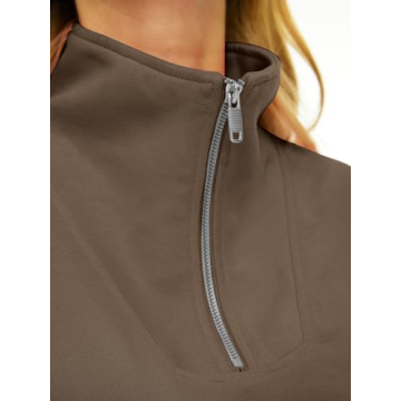 Trendy Queen Womens Sweatshirts Half Zip Pullover Hoodies Quarter Zip Long Sleeve Cropped Fall Outfits Fashion Clothes 2024 Coffee