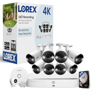 Lorex Fusion 4K Security Camera System w 2TB NVR - 8 Channel PoE Wired Home Security w 8 Metal Camer...