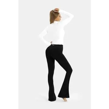 NEWVISISTER Flare Workout Leggings for Women Tummy Control Seamless Scrunch Butt Gym Leggings High Waisted Yoga Pants, Black, Small