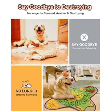 HOPET Snuffle Mat for Dogs Large Breed, 28.3''x28.3'' Interactive Puzzle Dog Food Mat, Easy to Clean...