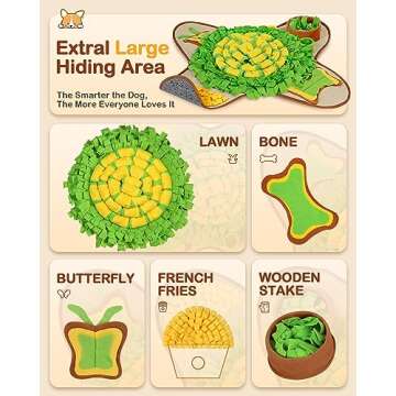 HOPET Snuffle Mat for Dogs Large Breed, 28.3''x28.3'' Interactive Puzzle Dog Food Mat, Easy to Clean, Durable, Mental Stimulation & Slow Feeding Game for All Breeds