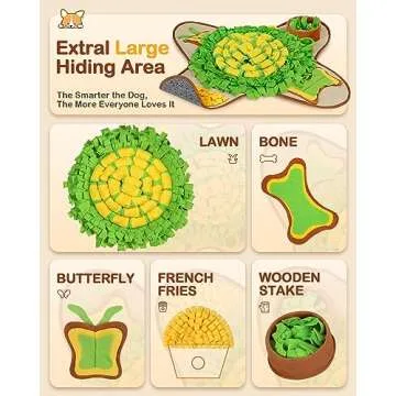 HOPET Snuffle Mat for Dogs Large Breed, 28.3''x28.3'' Interactive Puzzle Dog Food Mat, Easy to Clean, Durable, Mental Stimulation & Slow Feeding Game for All Breeds