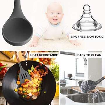 MIBOTE 17 Pcs Silicone Kitchen Utensils Set with Holder