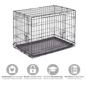 New World Newly Enhanced Double Door New World Dog Crate, Includes Leak-Proof Pan, Floor Protecting Feet, & New Patented Features, 30 Inch
