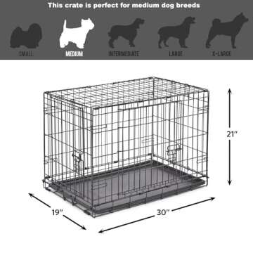 New World Newly Enhanced Double Door New World Dog Crate, Includes Leak-Proof Pan, Floor Protecting Feet, & New Patented Features, 30 Inch