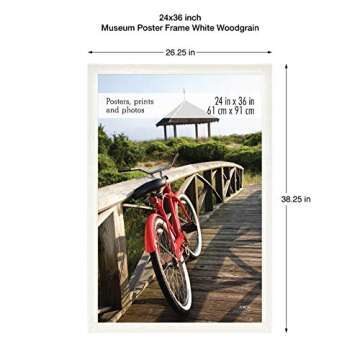 MCS Museum Poster Frame 24x36 White Woodgrain for Photos
