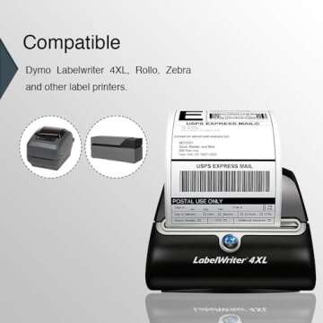 BETCKEY - Compatible DYMO 1744907 4x6 Shipping Labels, Perforated, Compatible with DYMO Labelwriter 4XL Rollo & Zebra, NOT Fit 5XL [12 Rolls/2640 Labels]