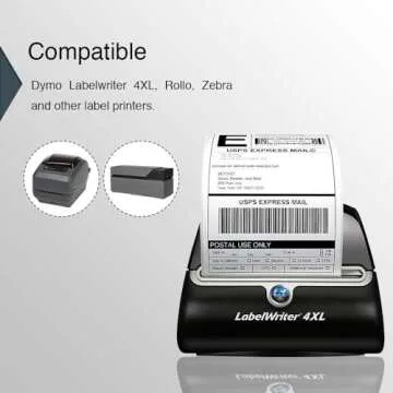 BETCKEY - Compatible DYMO 1744907 4x6 Shipping Labels, Perforated, Compatible with DYMO Labelwriter 4XL Rollo & Zebra, NOT Fit 5XL [12 Rolls/2640 Labels]