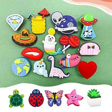 90PCS Different Shoe Charms for Clog Sandals Bracelet Cute PVC unisex-adult Shoe Decorations Charms for Party Favors Birthday Gifts