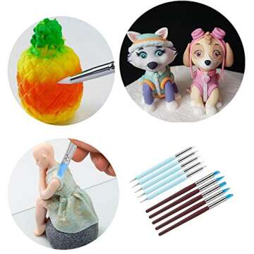 Yagugu Silicone Clay Sculpting Tool - 10Pcs Modeling Dotting Tool for Pottery Craft, Rock, Nail, Blending, Drawing