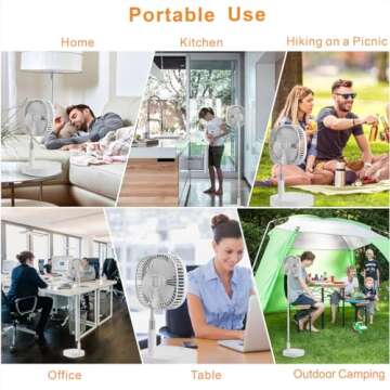 Portable Pedestal Fan - Foldaway Standing Fan Foldable Desk Fan, Use 7200Mah Rechargeable Battery, R...