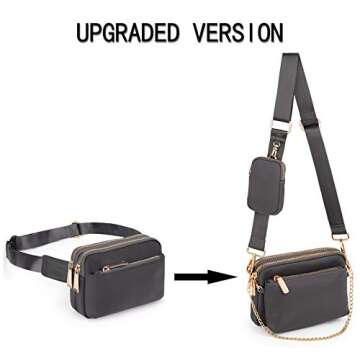 UTO Small Crossbody Bags for Women 3 in 1 Trendy Belt Purse Fashion Designer Mini Cute Sling Fanny Chest Pack