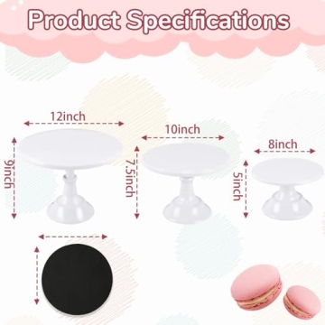 MYXLINK 3pcs Metal White Cake Stands Set for Every Occasion