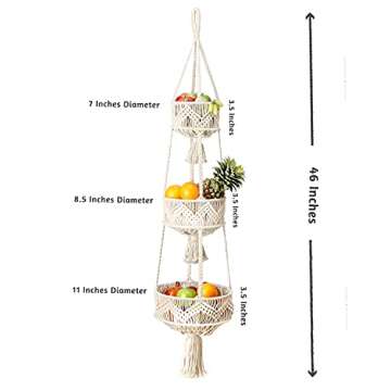 Folkulture 3 Tier Hanging Fruit Basket for Kitchen