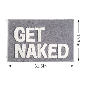 Get Naked Bath Mat Non Slip Absorbent Funny Bathroom Decor