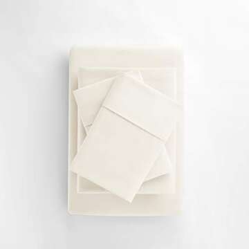 Sleep Restoration Luxury Bed Sheets with All-Natural Pure Aloe Vera Treatment - Eco-Friendly, 4-Piece Sheet Set Infused with Soothing and Moisturizing Aloe Vera - King - Cream