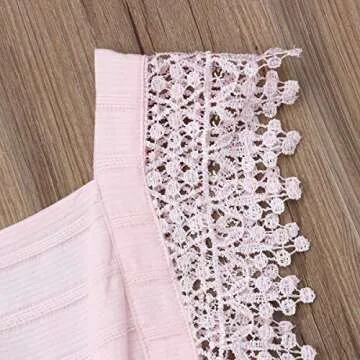 Newborn Baby Girl Chic Clothes Baptism Lace Jumpsuits Bowknot Romper Cotton (Pink, 12-18 Months)