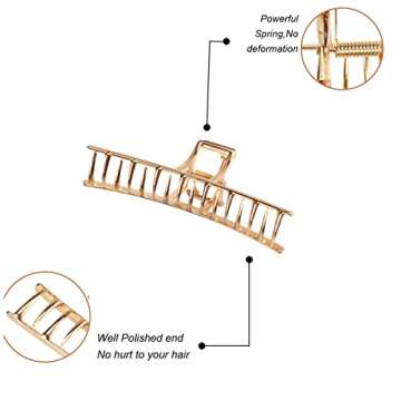 4 Pack Large Hair Clips for Woman Girls, Metal Hair Claw clips for Thick Hair, Fashion Large Claw Cl...