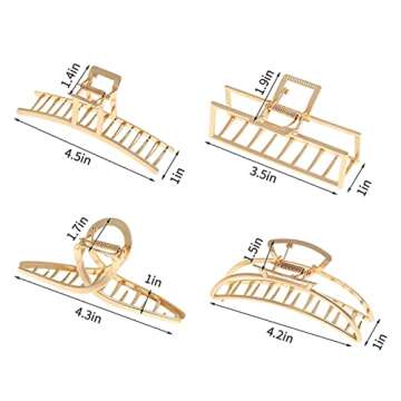 4 Pack Large Hair Clips for Woman Girls, Metal Hair Claw clips for Thick Hair, Fashion Large Claw Clips Suitable for Any Hairstyle，hair accessories for women