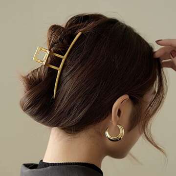 4 Pack Large Hair Clips for Woman Girls, Metal Hair Claw clips for Thick Hair, Fashion Large Claw Clips Suitable for Any Hairstyle，hair accessories for women