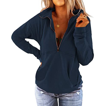 Floral Find Women's Long Sleeve Half Zip Sweatshirt Comfortable