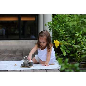 PlanToys Wooden Classic Styled Tea Party Set for a Pretend Play Tea Party (3617) | Sustainably Made ...