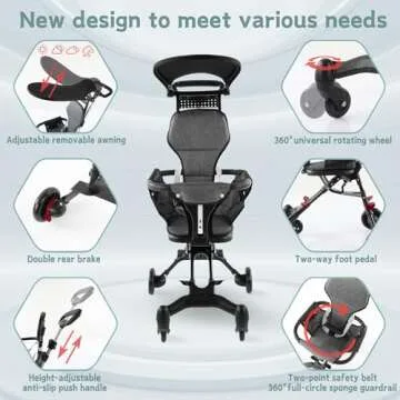 JUETKOO-Baby-Stroller-Travel-Light-Stroller, Portable Compact Stroller,Toddler Stroller for Removable,Travel Stroller for Airplane,Mini Umbrella Stroller Lightweight,only 6 lbs,Weight Capacity 56 lbs…