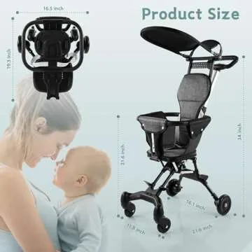 JUETKOO-Baby-Stroller-Travel-Light-Stroller, Portable Compact Stroller,Toddler Stroller for Removable,Travel Stroller for Airplane,Mini Umbrella Stroller Lightweight,only 6 lbs,Weight Capacity 56 lbs…