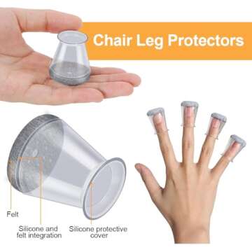 16 Pcs Chair Leg Protectors for Hardwood Floors