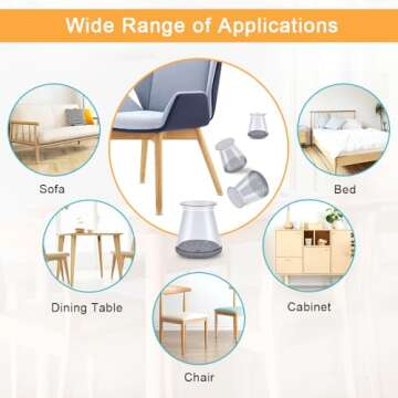 16 Pcs Chair Leg Protectors for Hardwood Floors