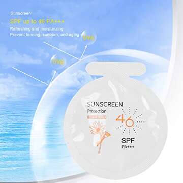 Pack of 20 Sunscreen, SPF46 PA+++ Moisturizing Sunscreen,3ml Face & Body Sunblock, Moisturizing Sunscreen for Most of Skins Portable Resist Water Sunscreen for Sport